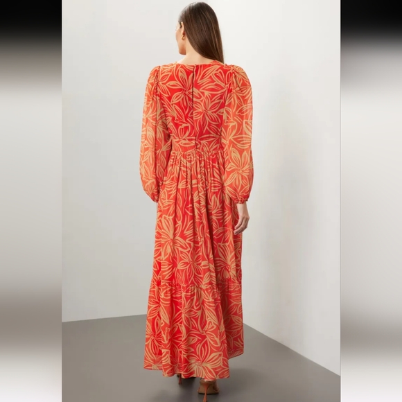 Toccin X RTR Printed Maxi Dress Size 4 Orange - Picture 3 of 10